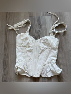 House of Cb Gigou bow strap peplum corset cream/white corset